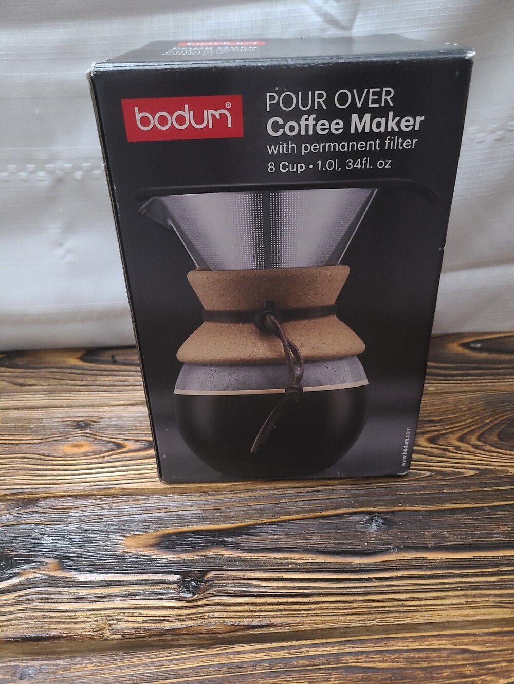 Bodum 34 oz Black Pour Over Coffee Maker with Cork Collar